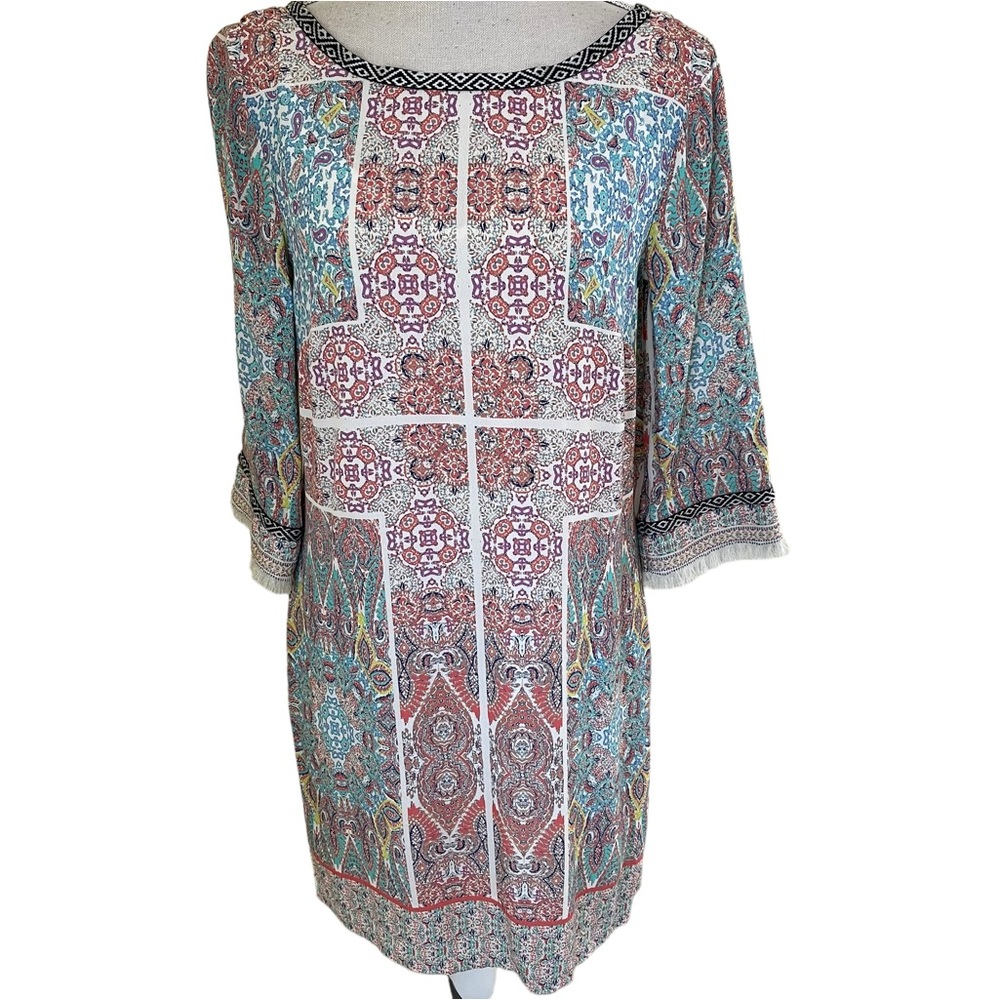 Kut from the Kloth Paisley Mixed Print 3/4 Sleeve Shift Dress 2